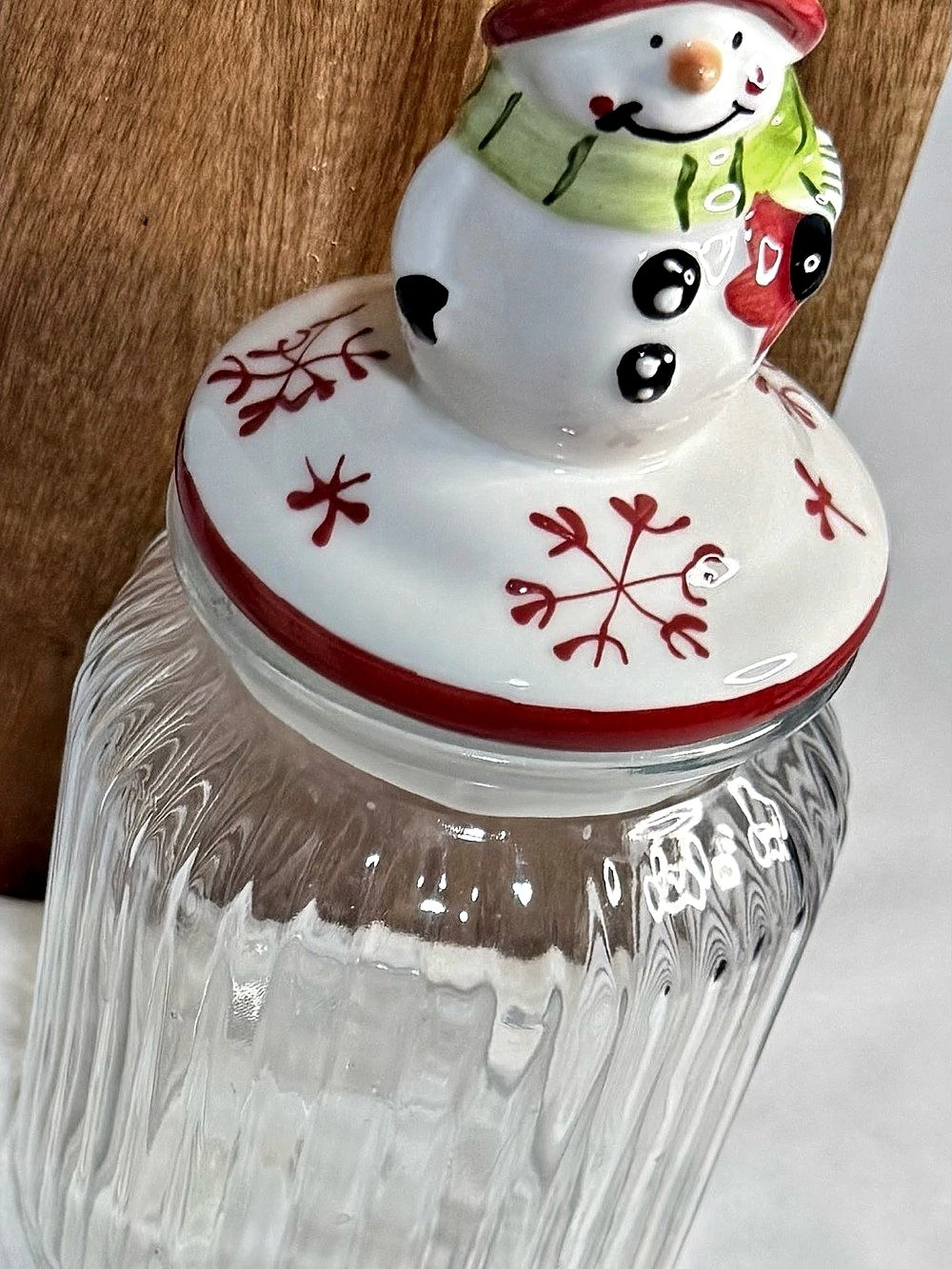 Snowman Holiday Glass Storage Jar